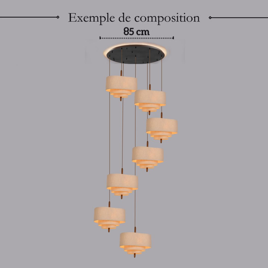 Suspension tissu spirale et bois | Élégance contemporaine