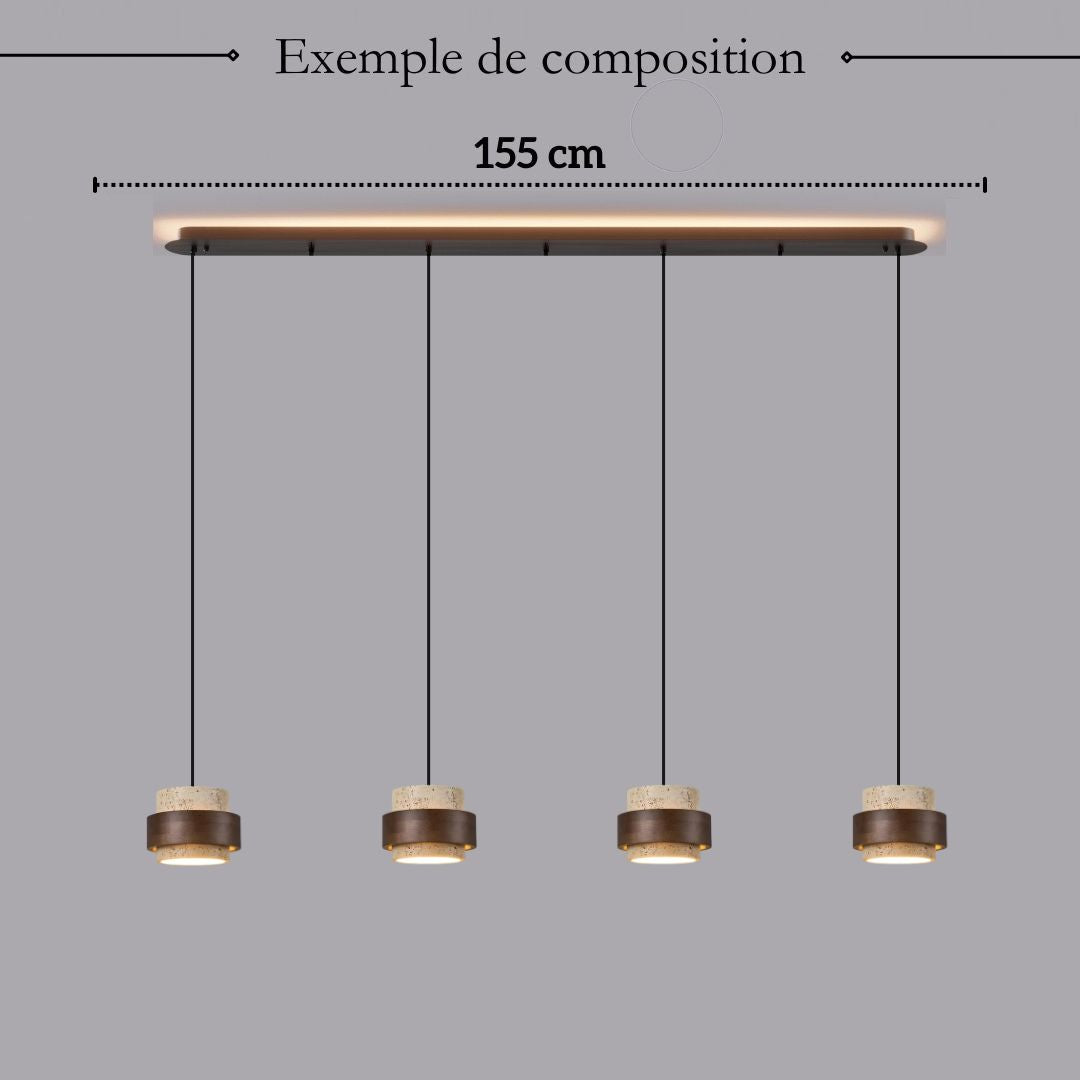 Suspension SATURNE en pierre naturelle et bois | Style scandinave