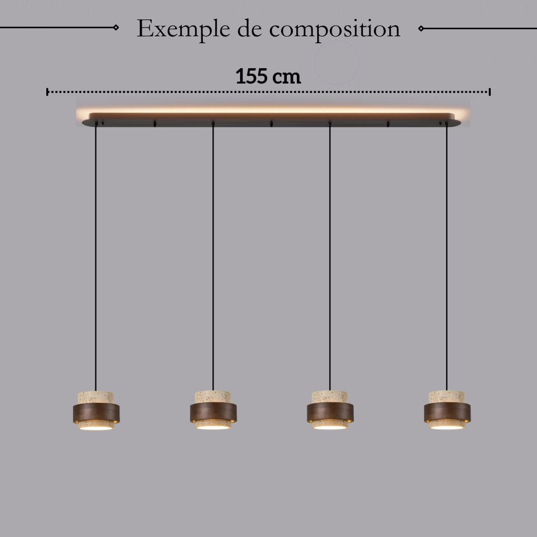 Suspension SATURNE en pierre naturelle et bois | Style scandinave