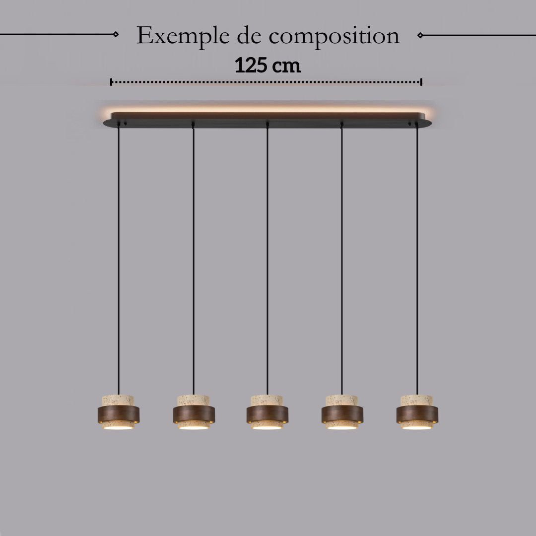 Suspension SATURNE en pierre naturelle et bois | Style scandinave