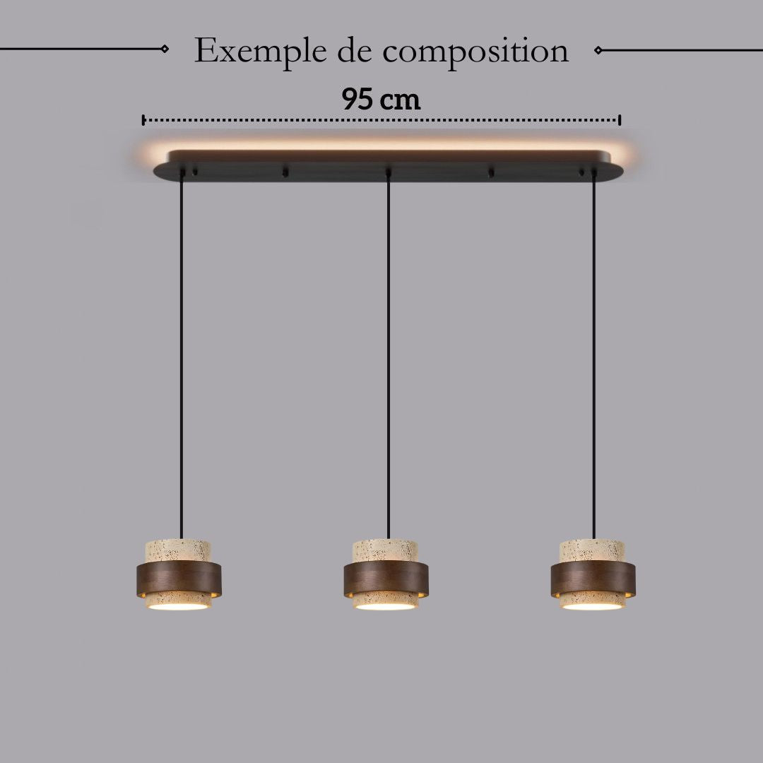 Suspension SATURNE en pierre naturelle et bois | Style scandinave