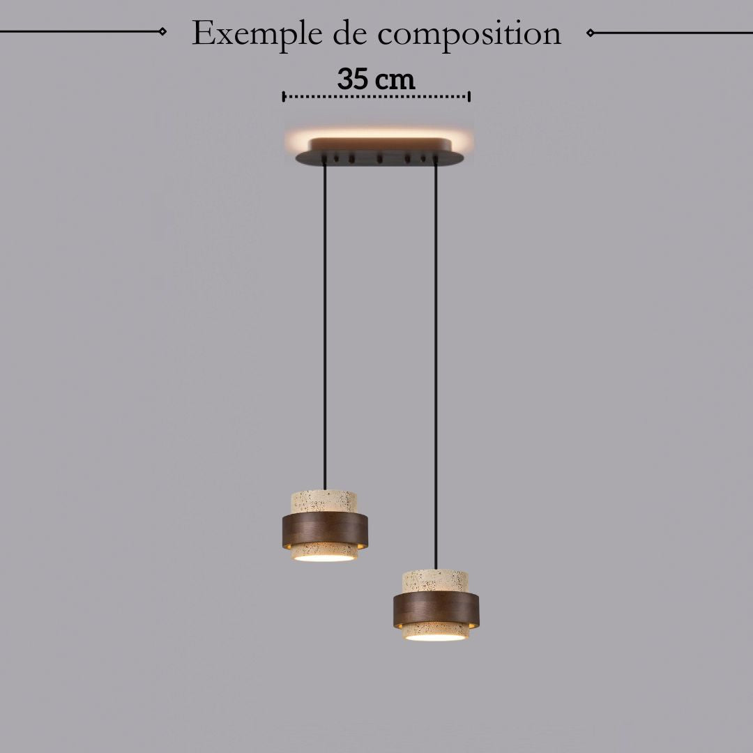 Suspension SATURNE en pierre naturelle et bois | Style scandinave