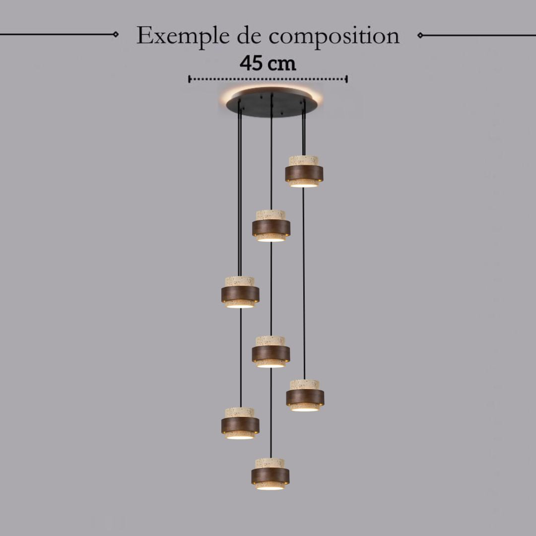 Suspension SATURNE en pierre naturelle et bois | Style scandinave