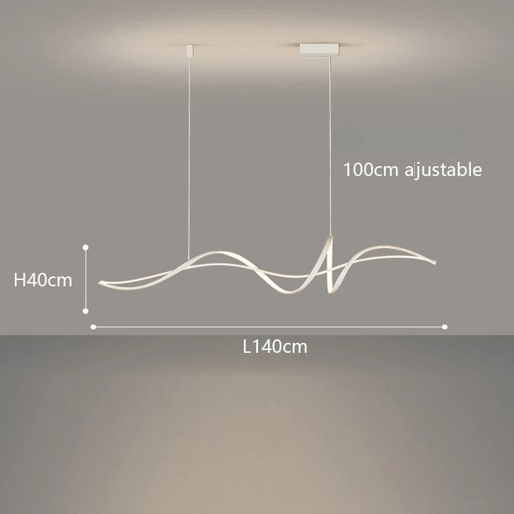 Lustre LED design ondulé | Chic & minimaliste Blanc / 140 cm / Blanc froid
