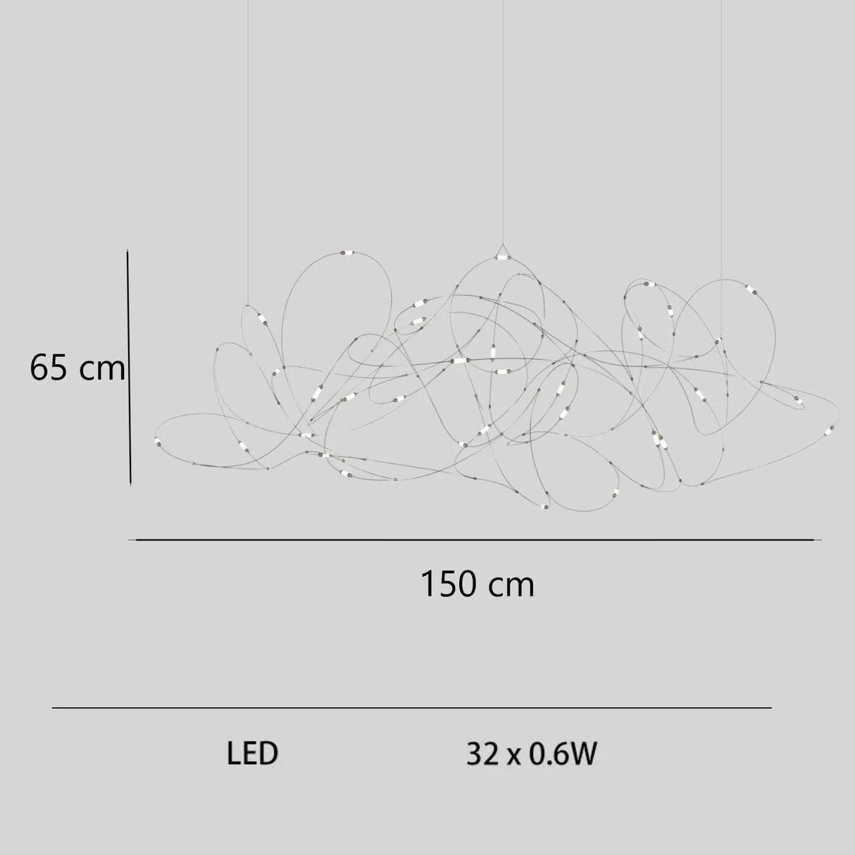 Lustre aérien filaire à LED | Chic & contemporain Or 150 cm / Blanc froid