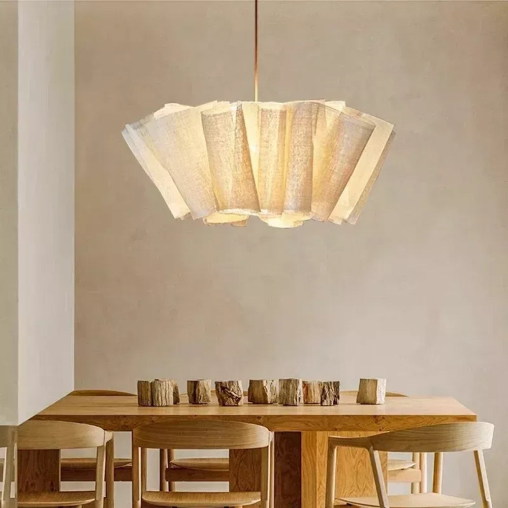 Suspension en tissu plissé bohème | Luminaire doux et poétique