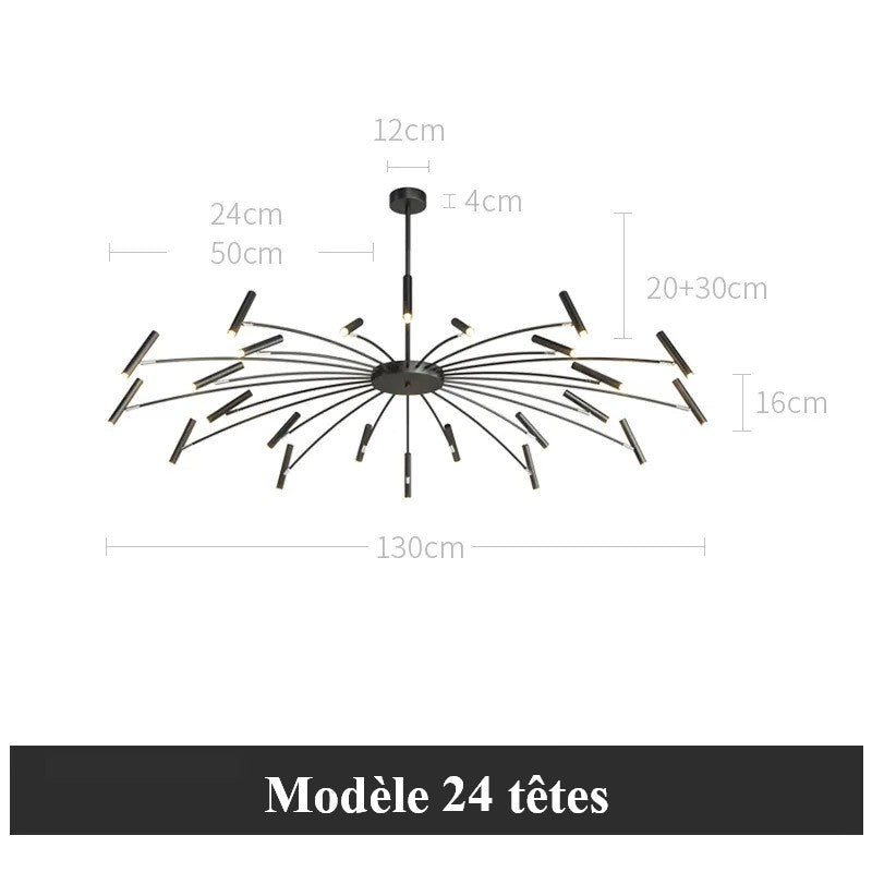 Lustre circulaire architectural en tubes à LED | Luminaire au design moderne