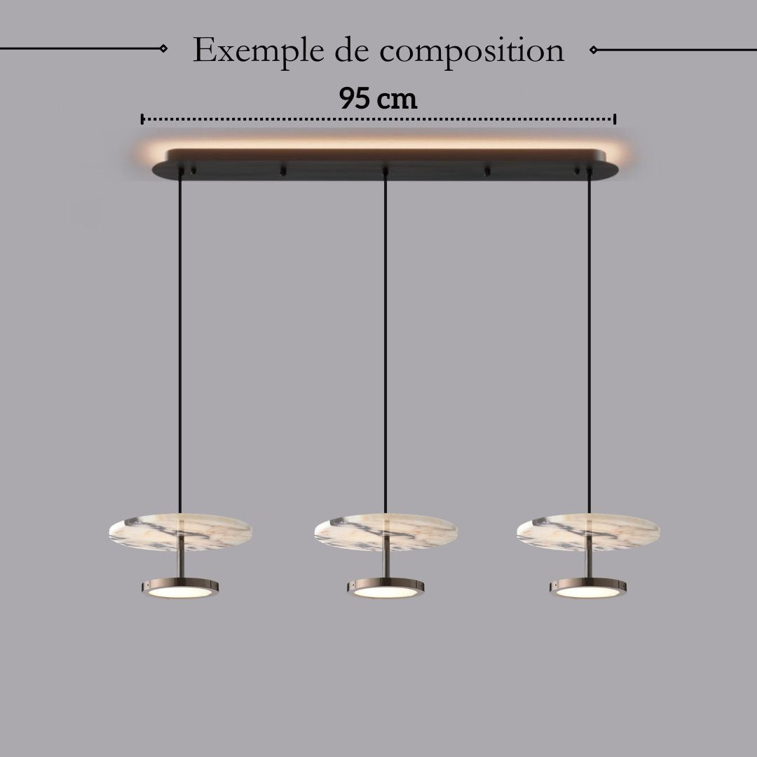 Suspension disque en marbre naturel | Luminaire haut de gamme à LED