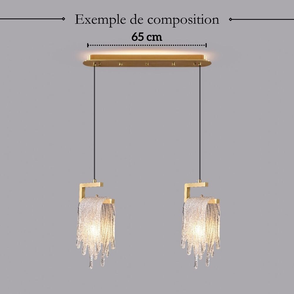 Suspension dorée en verre STALIA | 100% personnalisable