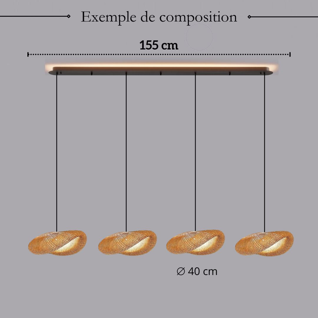 Suspension design en rotin tressé | Forme organique et chaleureuse