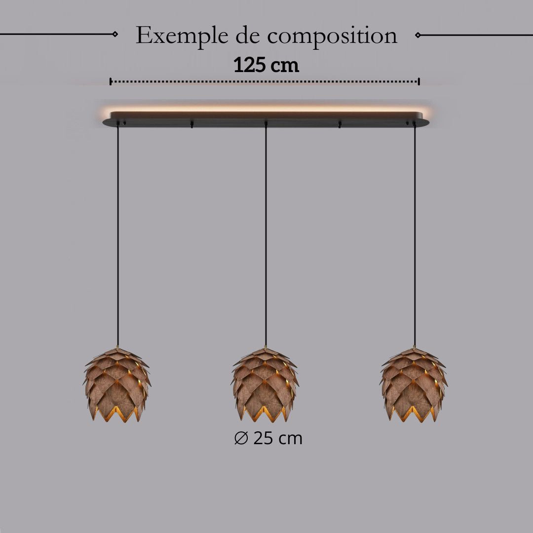Suspension bois sculpté en forme de pomme de pin | Chic & naturel