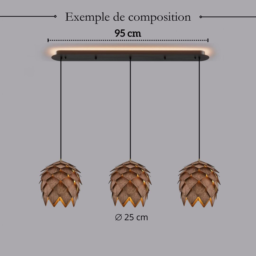 Suspension bois sculpté en forme de pomme de pin | Chic & naturel