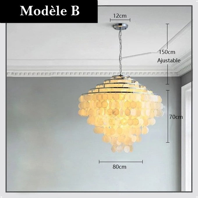 Lustre design en coquillages naturelles