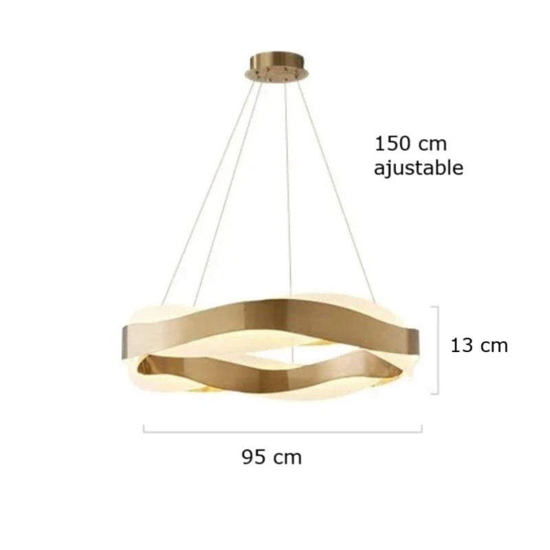 Suspension ruban LED torsadé | Fluidité sculpturale & lumière design 80 cm / Or / Blanc chaud