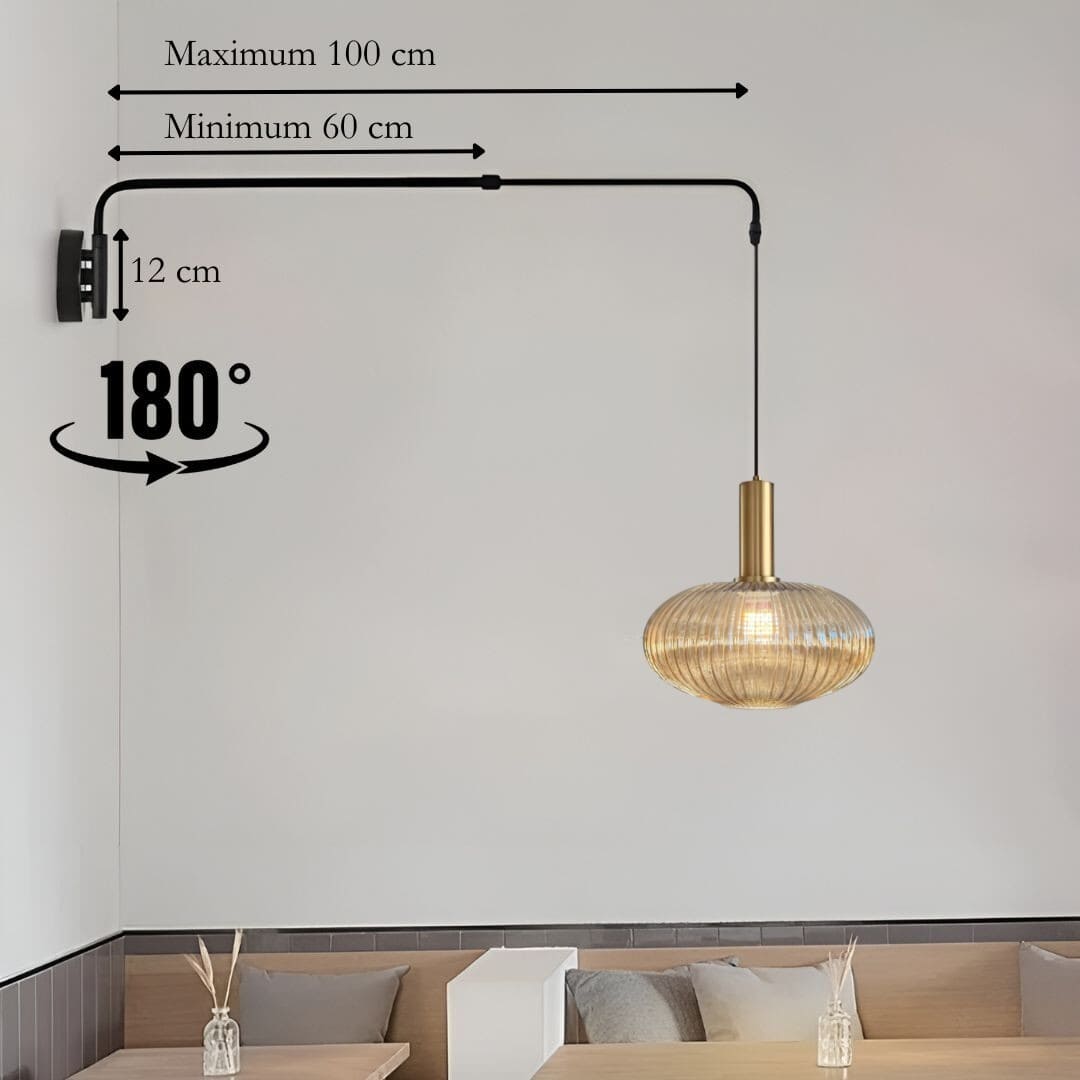 Applique murale déportée en verre CRISTALI | Télescopique et pivotante