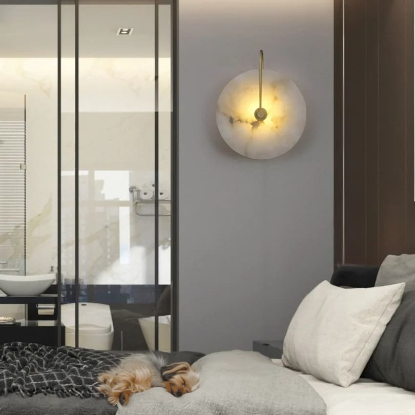 Applique murale en marbre naturel | Minimalisme sculptural & lumière indirecte
