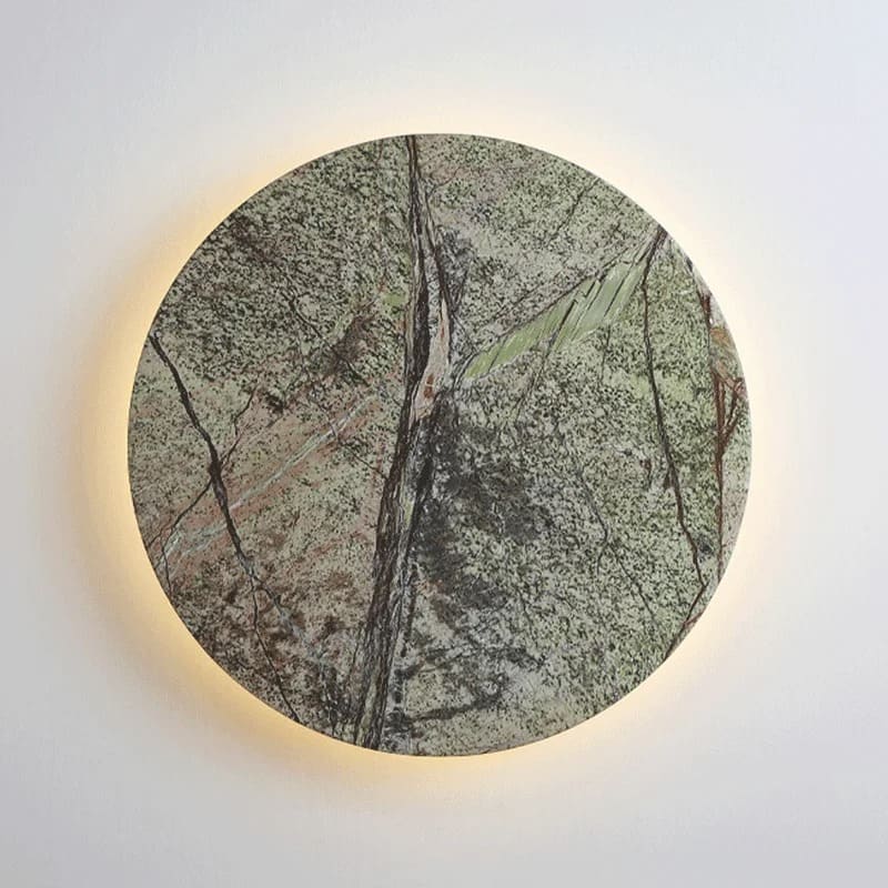 Applique murale ronde en pierre verte naturelle