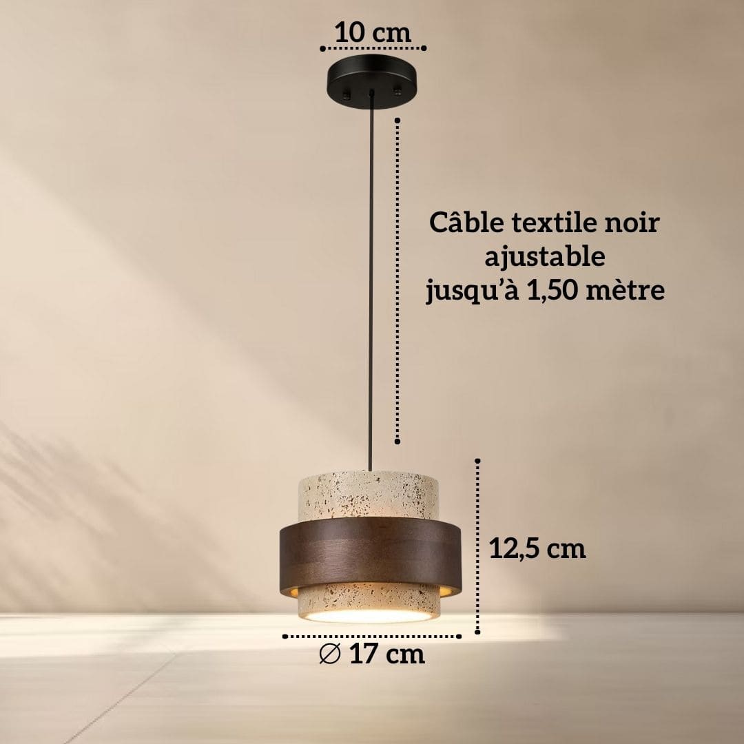 Suspension SATURNE en pierre naturelle et bois | Style scandinave