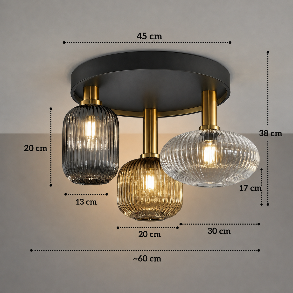 dimensions plafonnier cristali 3 luminaires lumeo creative