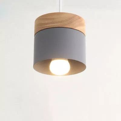 Suspension bois et métal coloré style nordique Gris