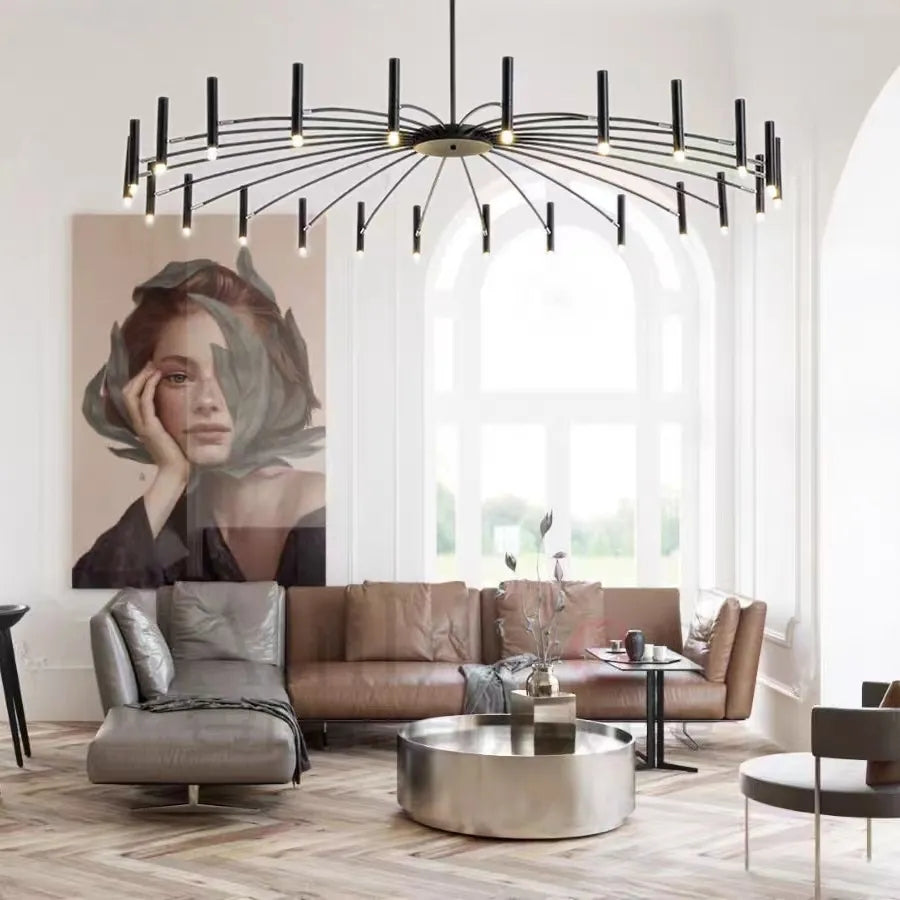 Lustre circulaire architectural en tubes à LED | Luminaire au design moderne