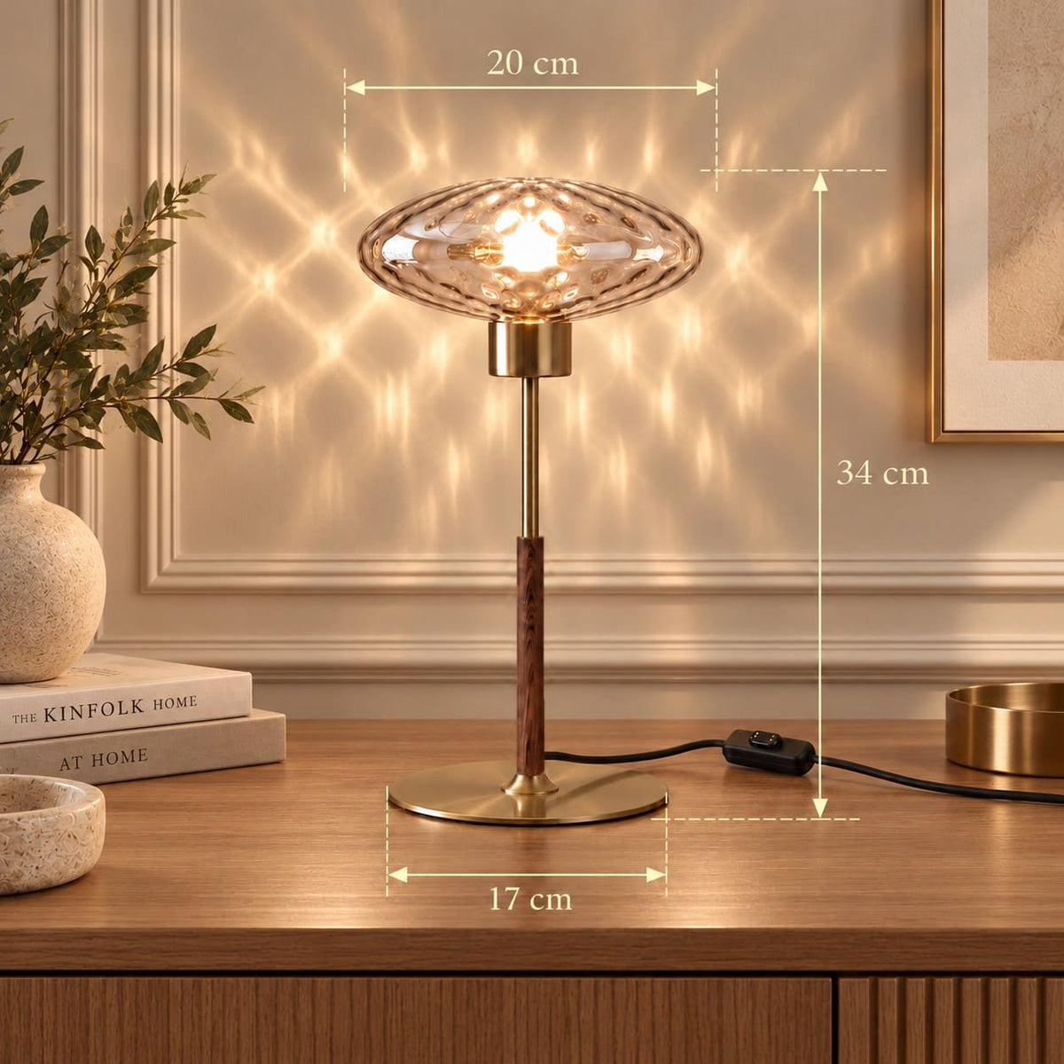 Lampe de table en laiton doré et verre - Collection CRISTALI SIGNATURE