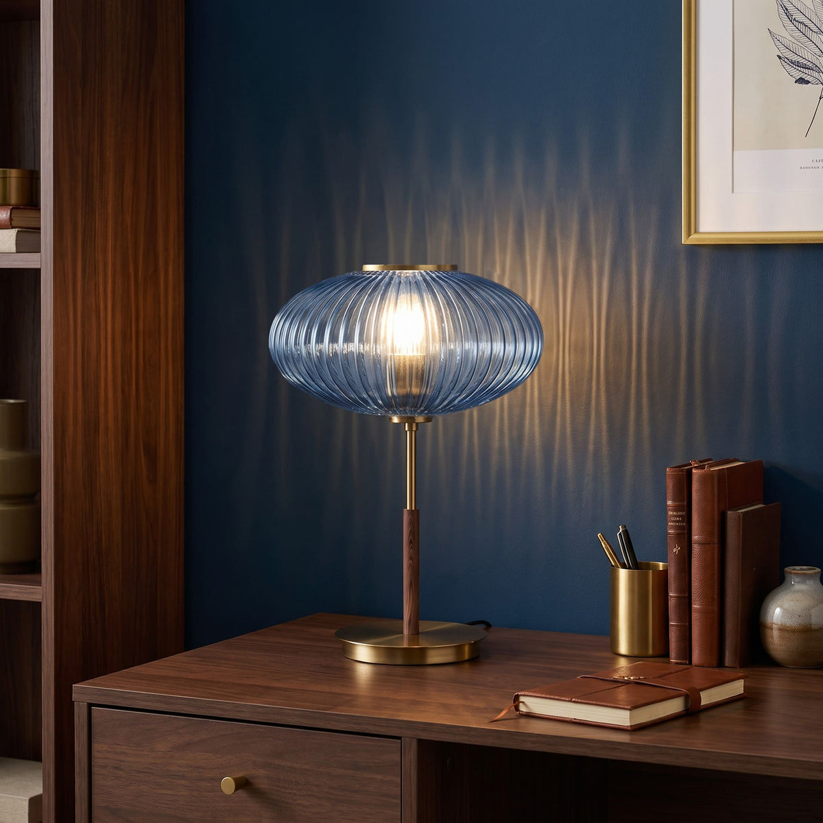 lampe de table bleu