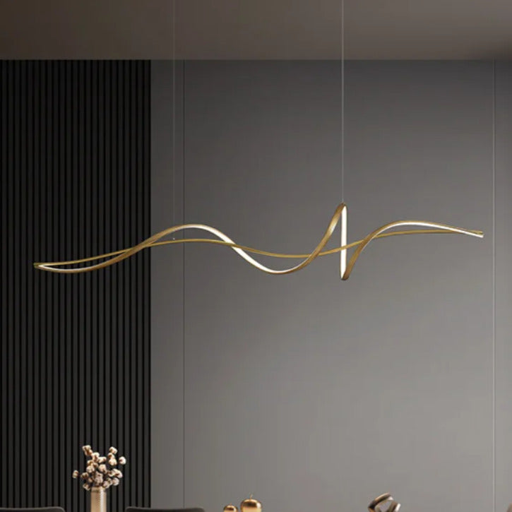 Lustre LED design ondulé | Chic & minimaliste Or / 120 cm / Blanc froid