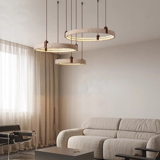 Lustre anneau en pierre naturelle
