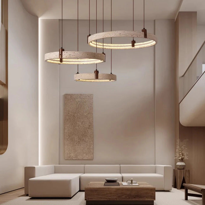 Lustre anneau en pierre naturelle