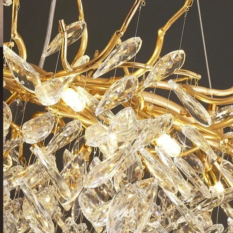 Lustre cascade cristalline doré ou argenté