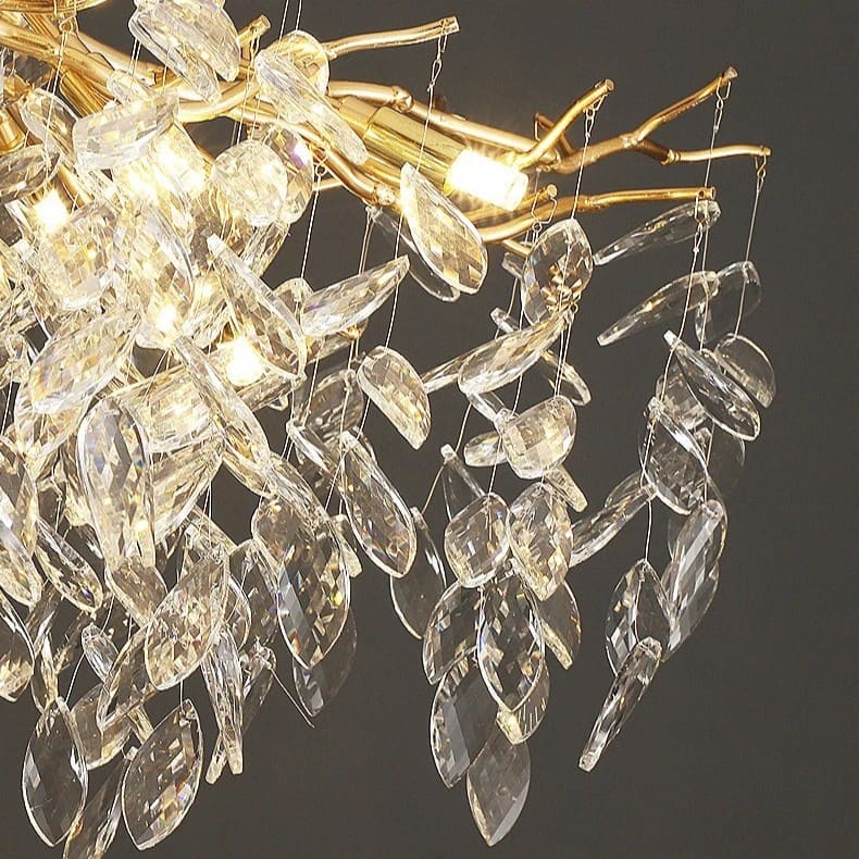 Lustre cascade cristalline doré ou argenté