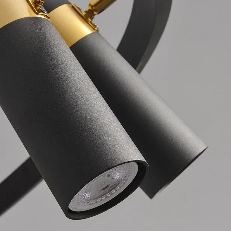 Lustre circulaire à spots orientables | Design moderne noir et or