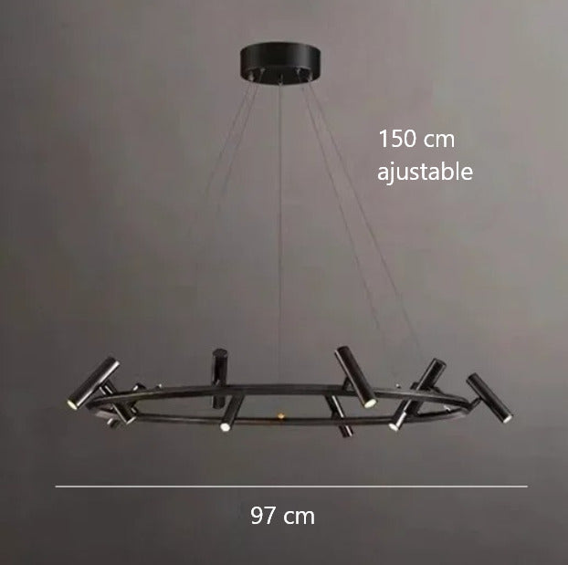 Lustre suspendu à spots orientables | Structure graphique et éclairage directionnel 10 Rond / Blanc chaud