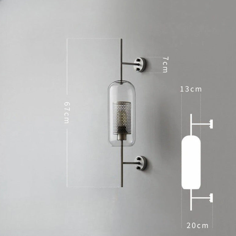 Applique murale cylindrique verre & métal | Luminaire mural style art déco moderne B / Chrome