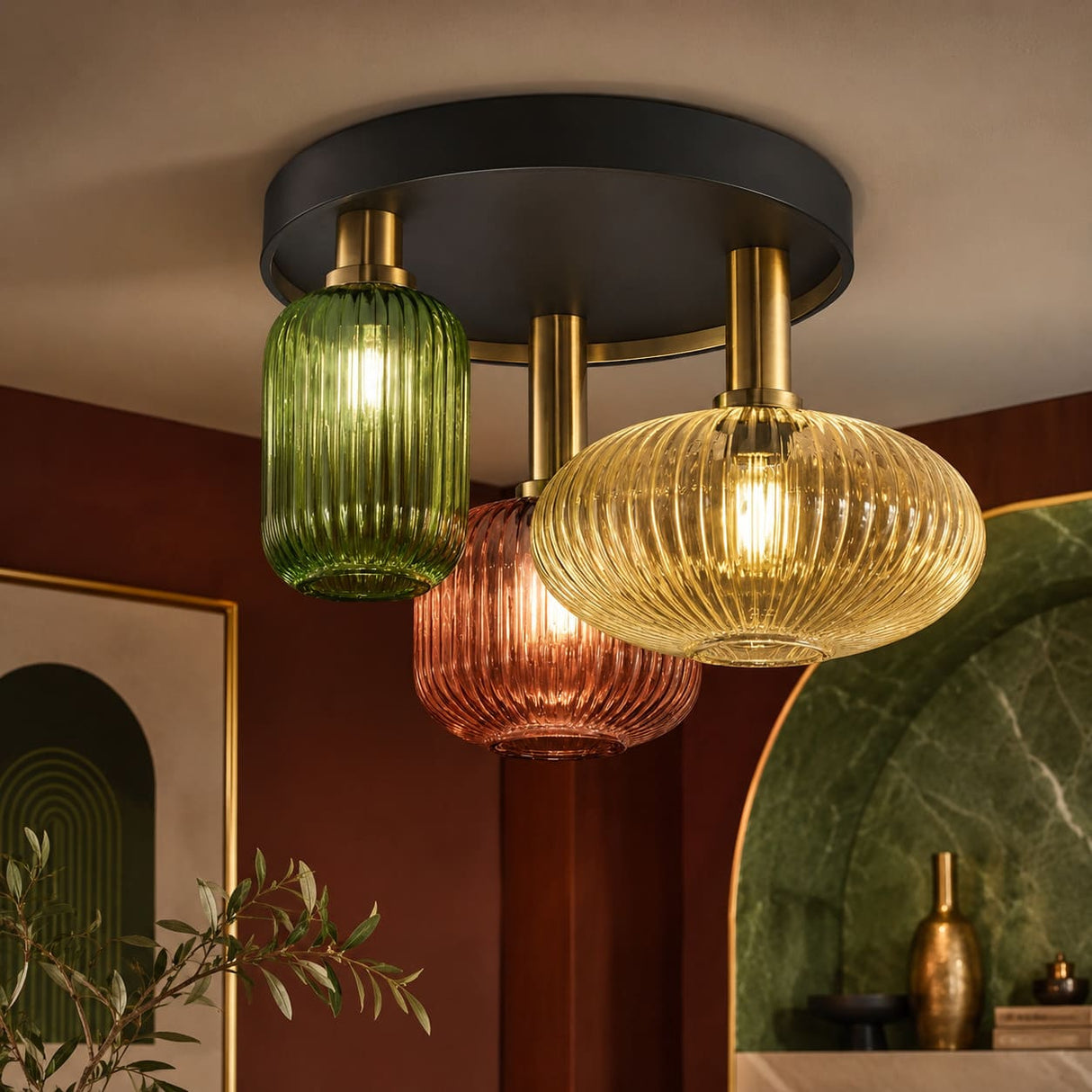 Plafonnier en verre vintage CRISTALI | 3 luminaires à personnaliser