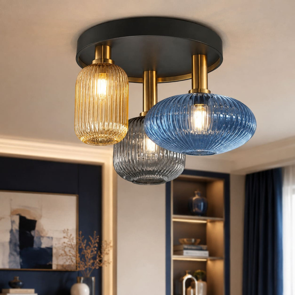 Plafonnier en verre vintage CRISTALI | 3 luminaires à personnaliser