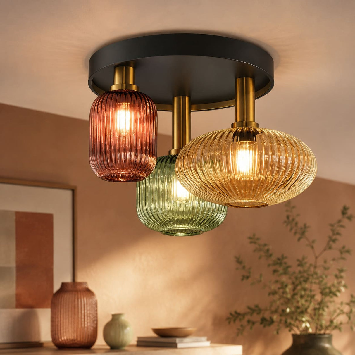 Plafonnier en verre vintage CRISTALI | 3 luminaires à personnaliser