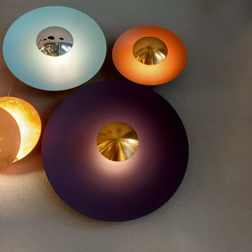 Applique murale circulaire éclipse| Luminaire mural multicolore au style artistique et sculptural