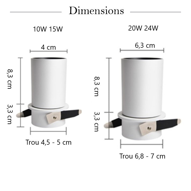 Spot encastré orientable design | Aluminium blanc ou noir
