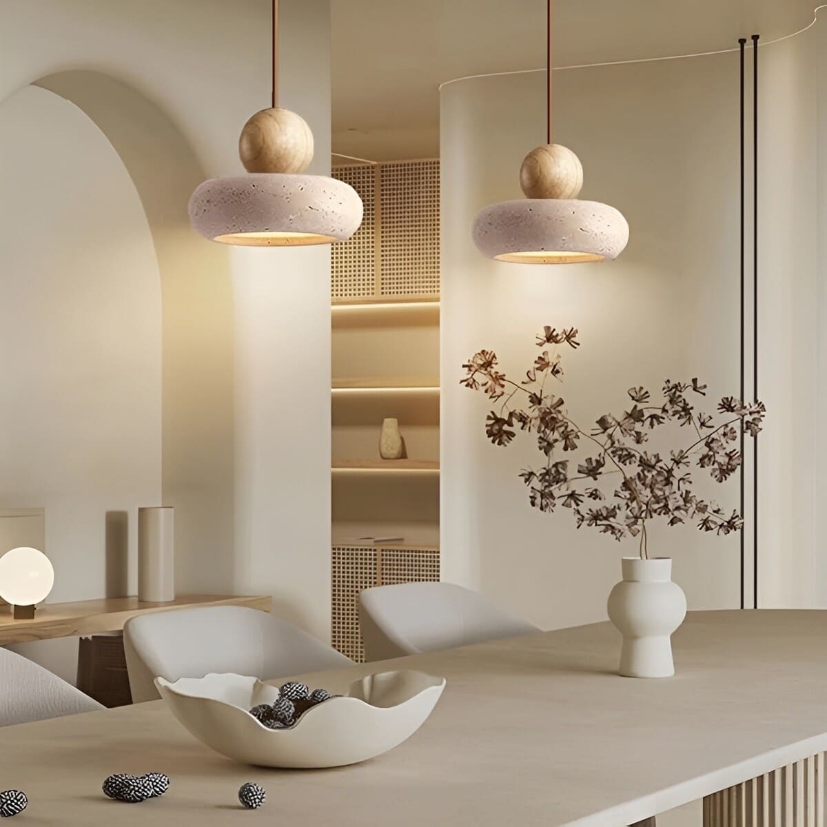 Suspension STONE en pierre naturelle et bois | Style scandinave