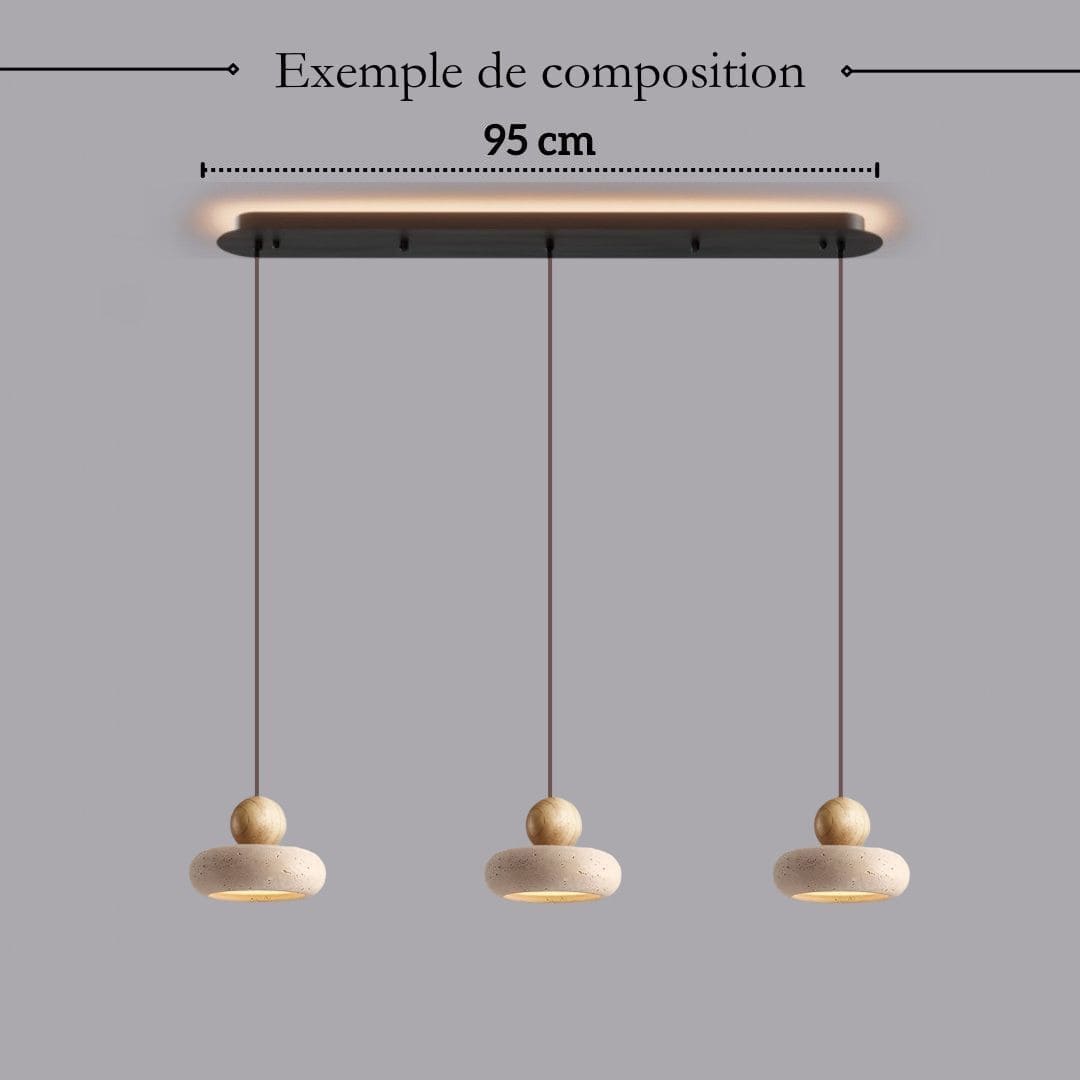 Suspension STONE en pierre naturelle et bois | Style scandinave