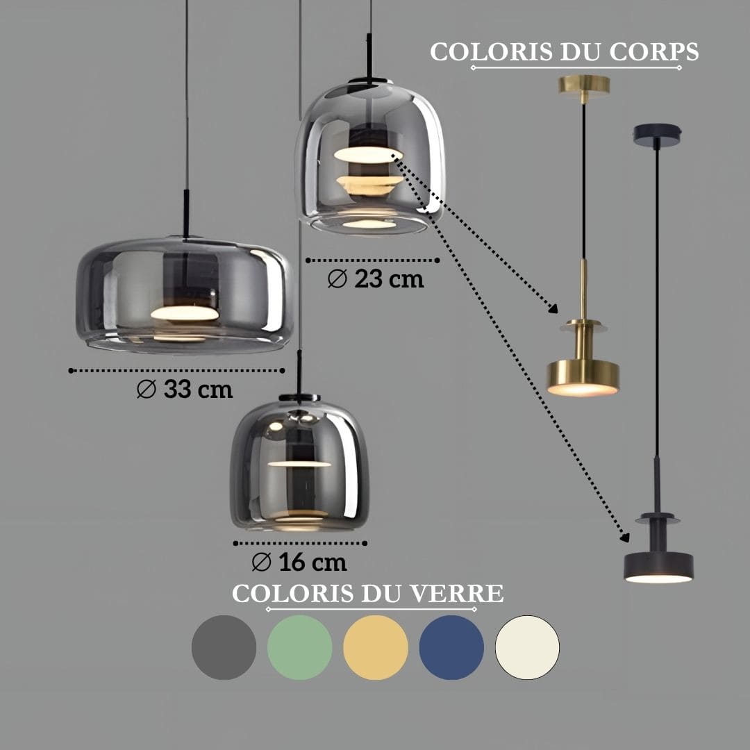 Suspension moderne en verre teinté NOVA | 1 Suspension