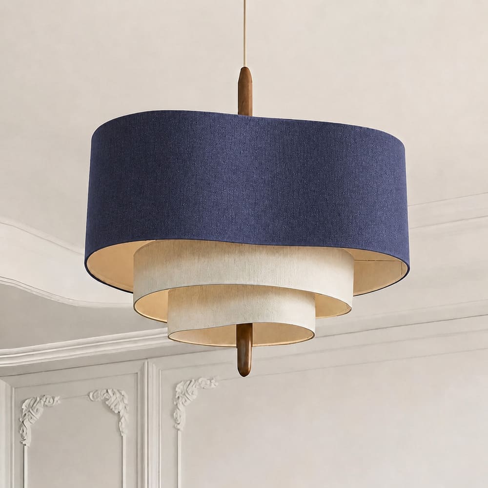 Suspension tissu spirale et bois | Élégance contemporaine