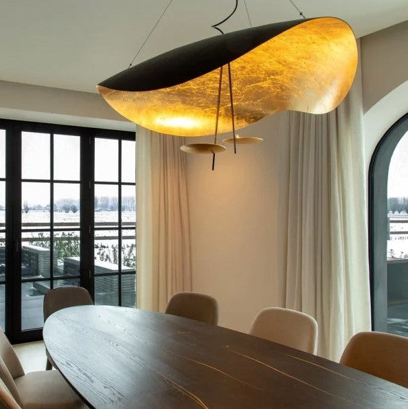 Suspension chic au design moderne | Noir & or ou blanche & or