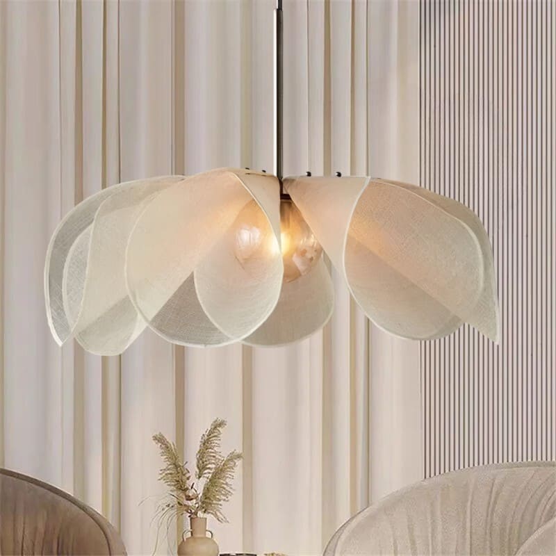 Suspension fleur en tissu au style Japandi