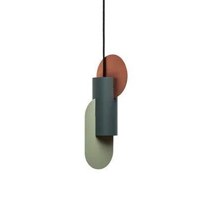 Suspension géométrique tricolore au design sculptural B / Blanc chaud