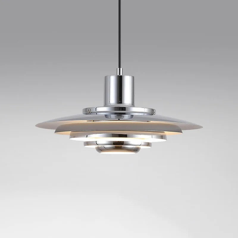Suspension soucoupe style scandinave | Finition blanche ou argentée 38 cm / Gris / Blanc froid