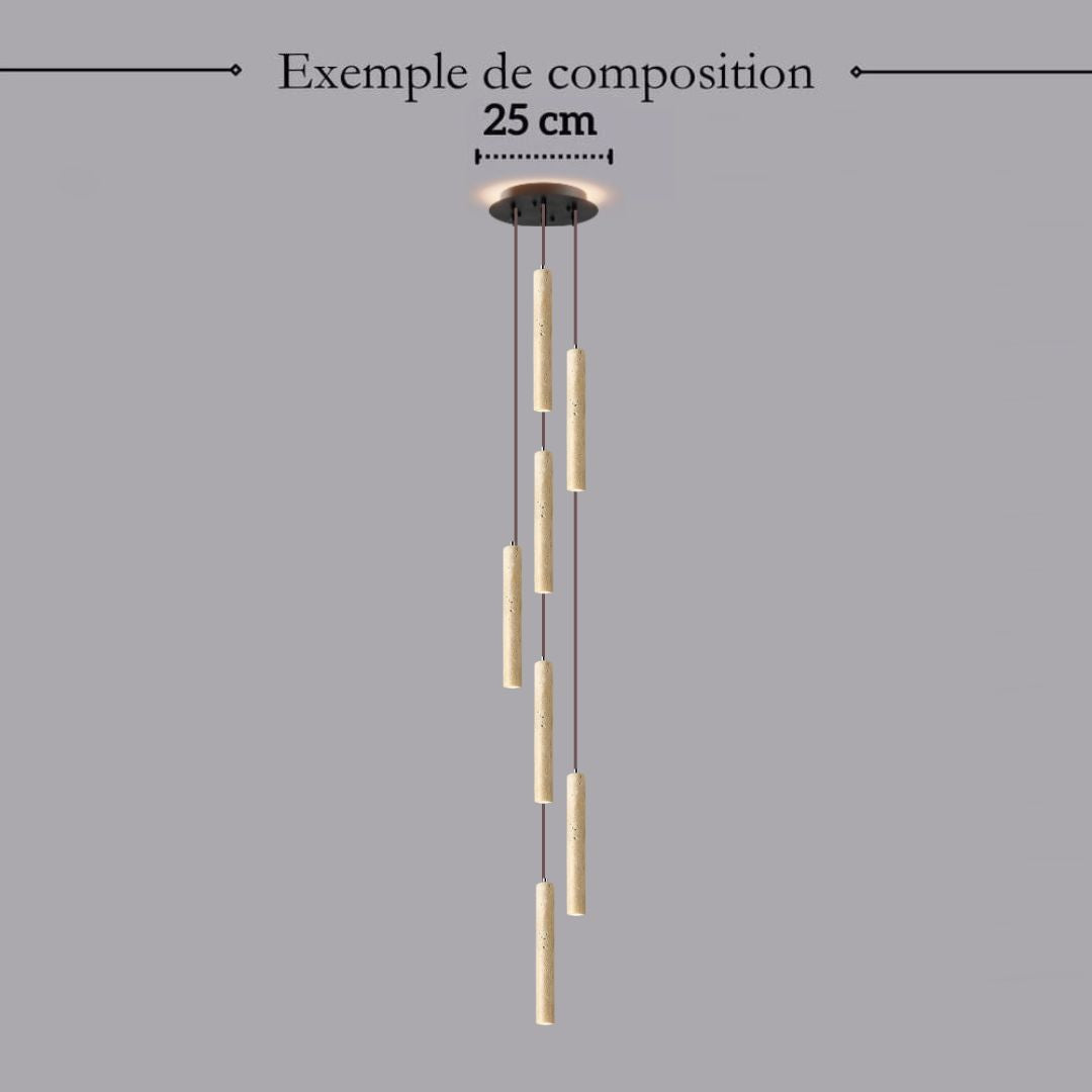 Suspension tube cylindrique en pierre naturelle