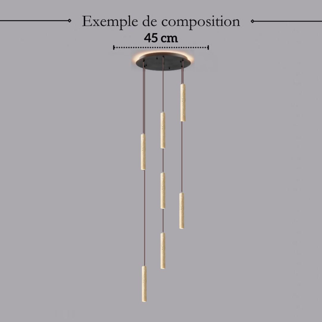 Suspension tube cylindrique en pierre naturelle